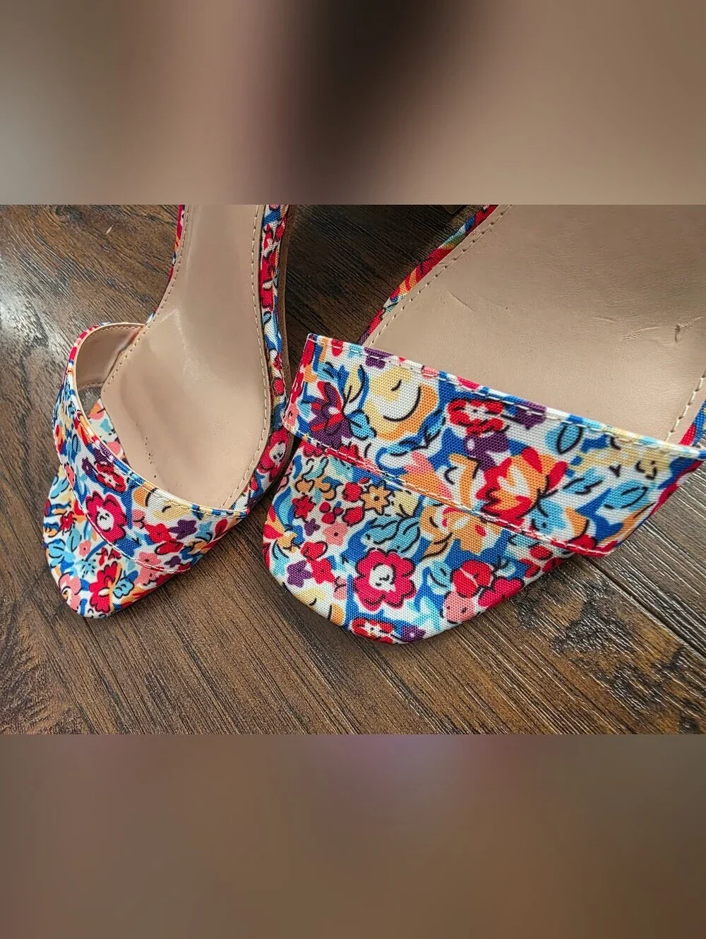 Kelly & Katie Floral Ankle-Strap Block Heel Sandals - Multicolor